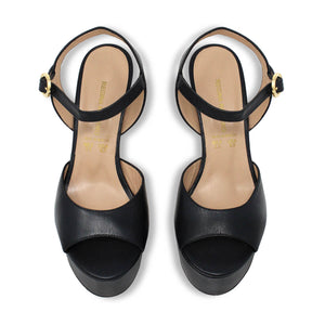 SABRINA 135 - Negro Regina Romero Zapato Sandalia Plataforma Tacon Alto Para Dama en Piel