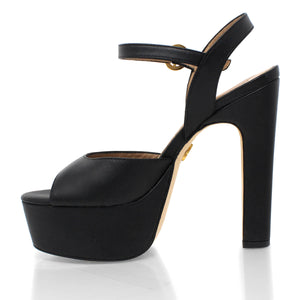 SABRINA 135 - Black Regina Romero High Heel Platform Sandal Shoe for Women in Leather