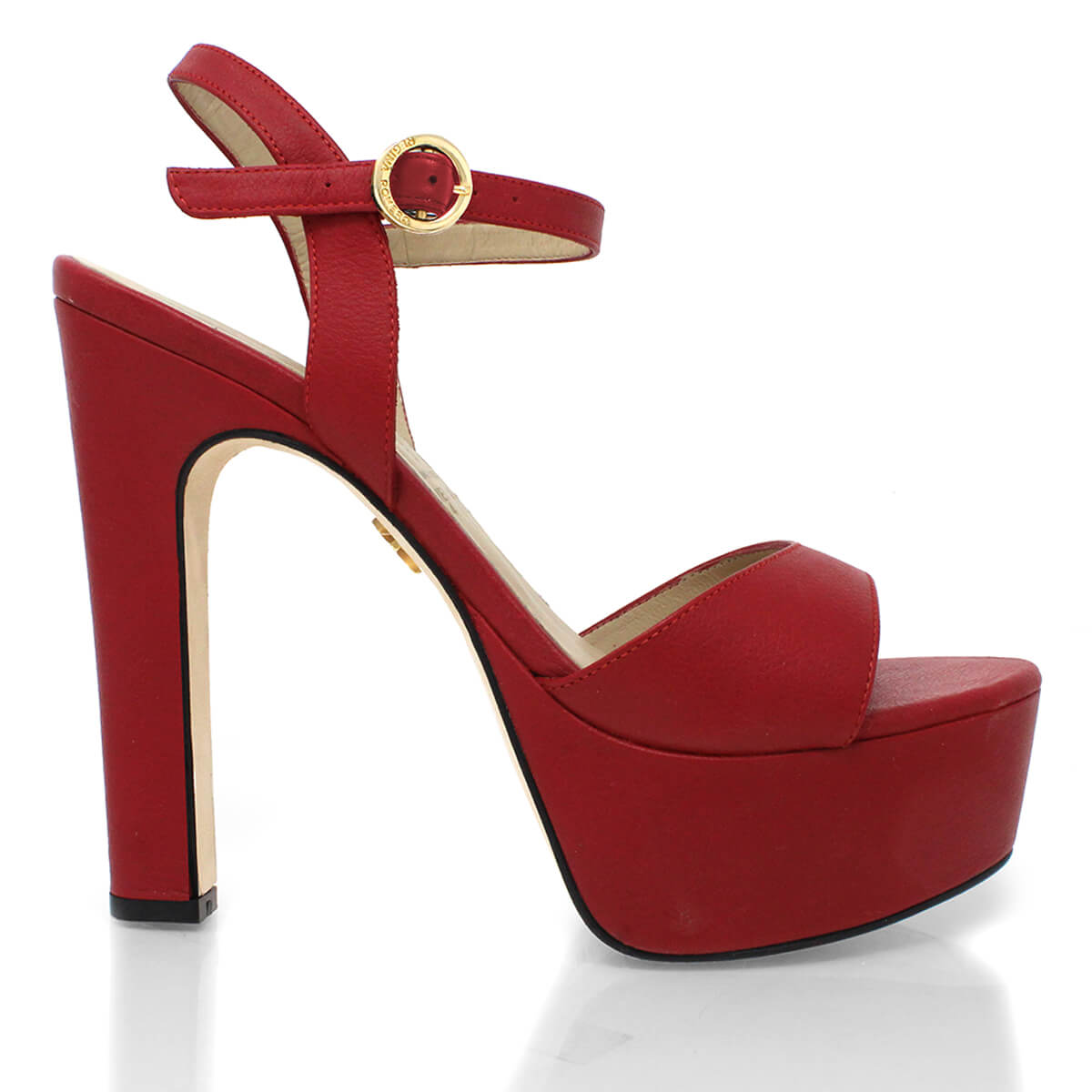 SABRINA 135 - Red Regina Romero High Heel Platform Sandal Shoe for Women in Leather