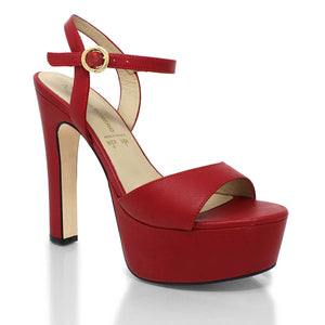 SABRINA 135 - Red Regina Romero High Heel Platform Sandal Shoe for Women in Leather