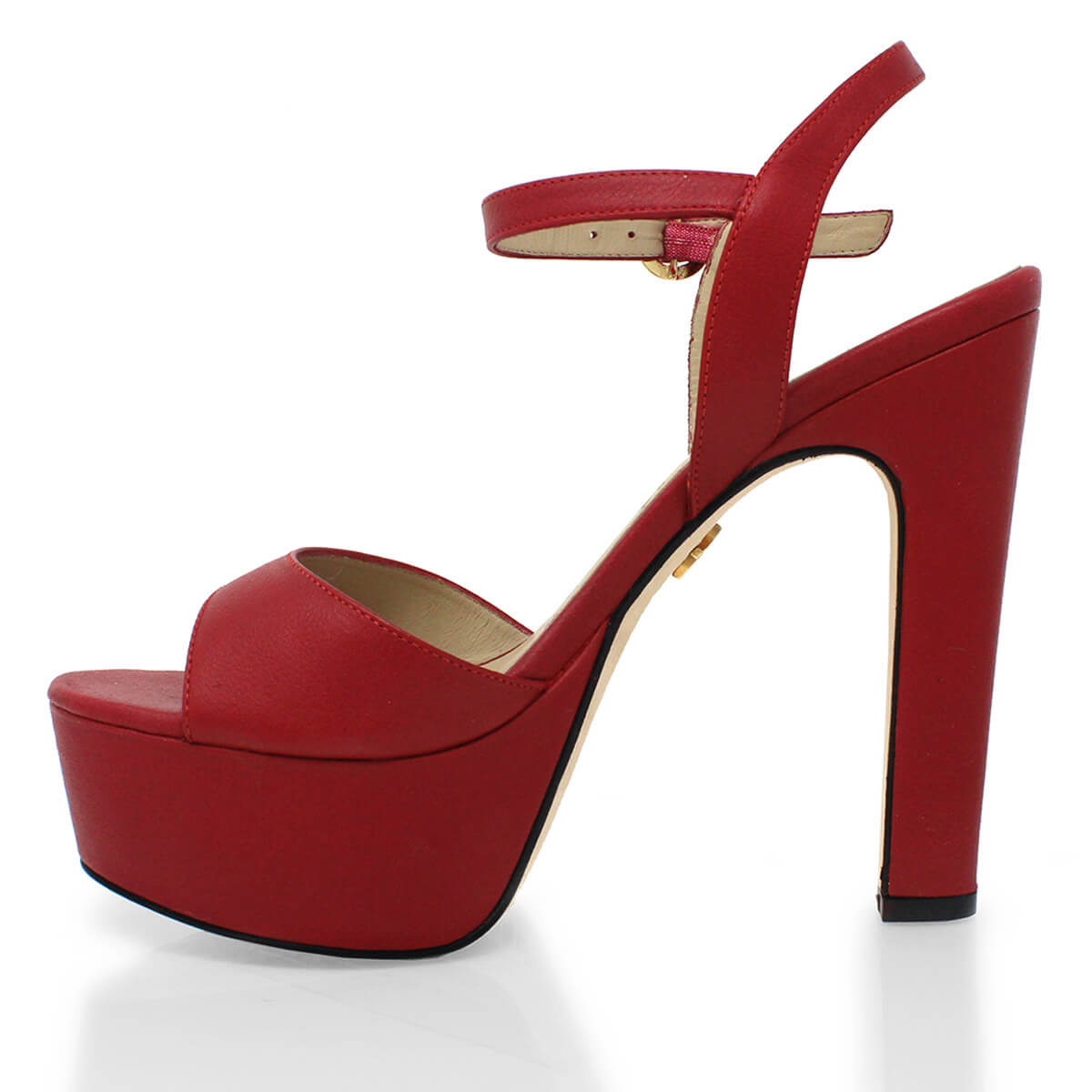 SABRINA 135 - Red Regina Romero High Heel Platform Sandal Shoe for Women in Leather