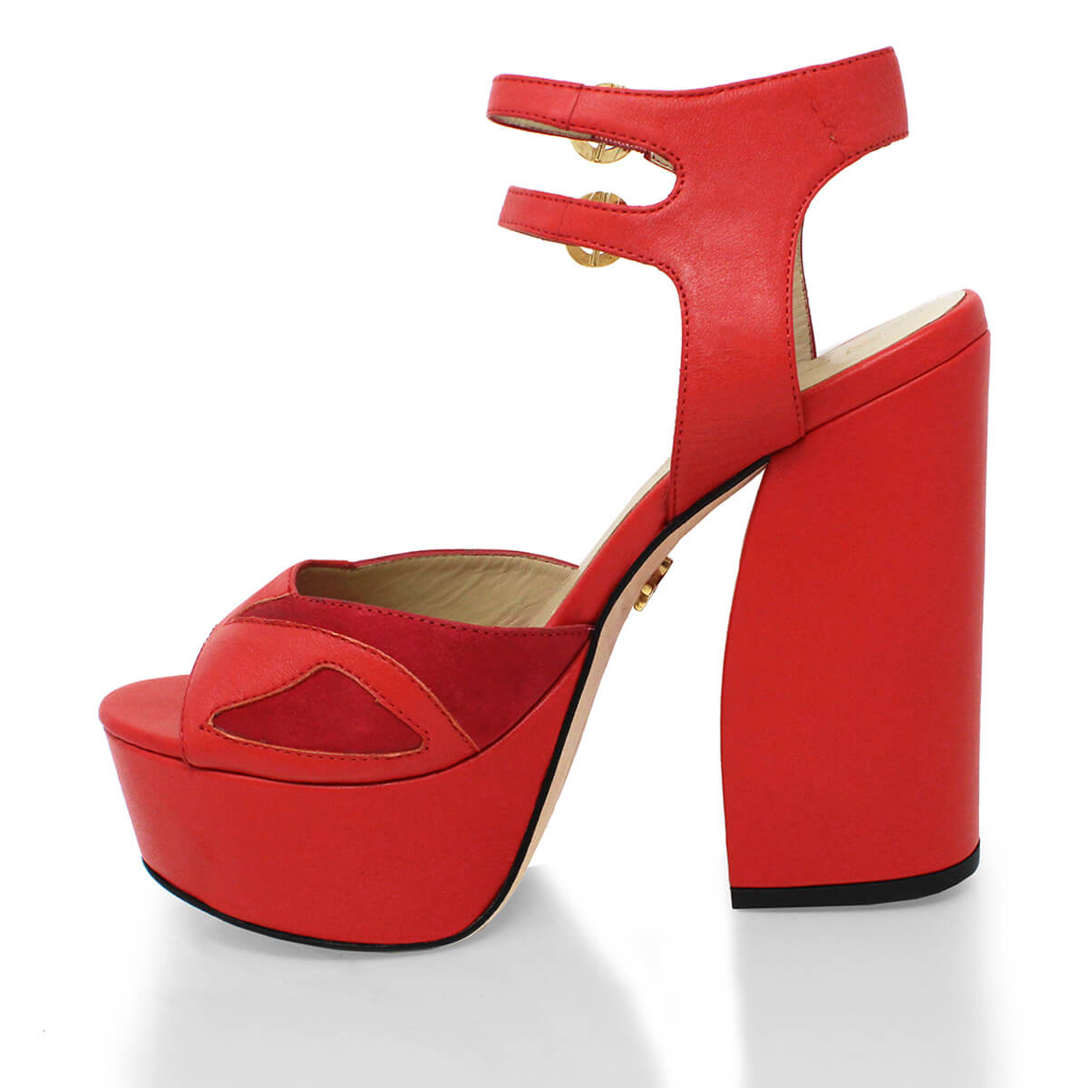 SUNNY 135 - Tangerine Regina Romero Zapato Sandalia Plataforma Tacon Alto Para Dama en Piel