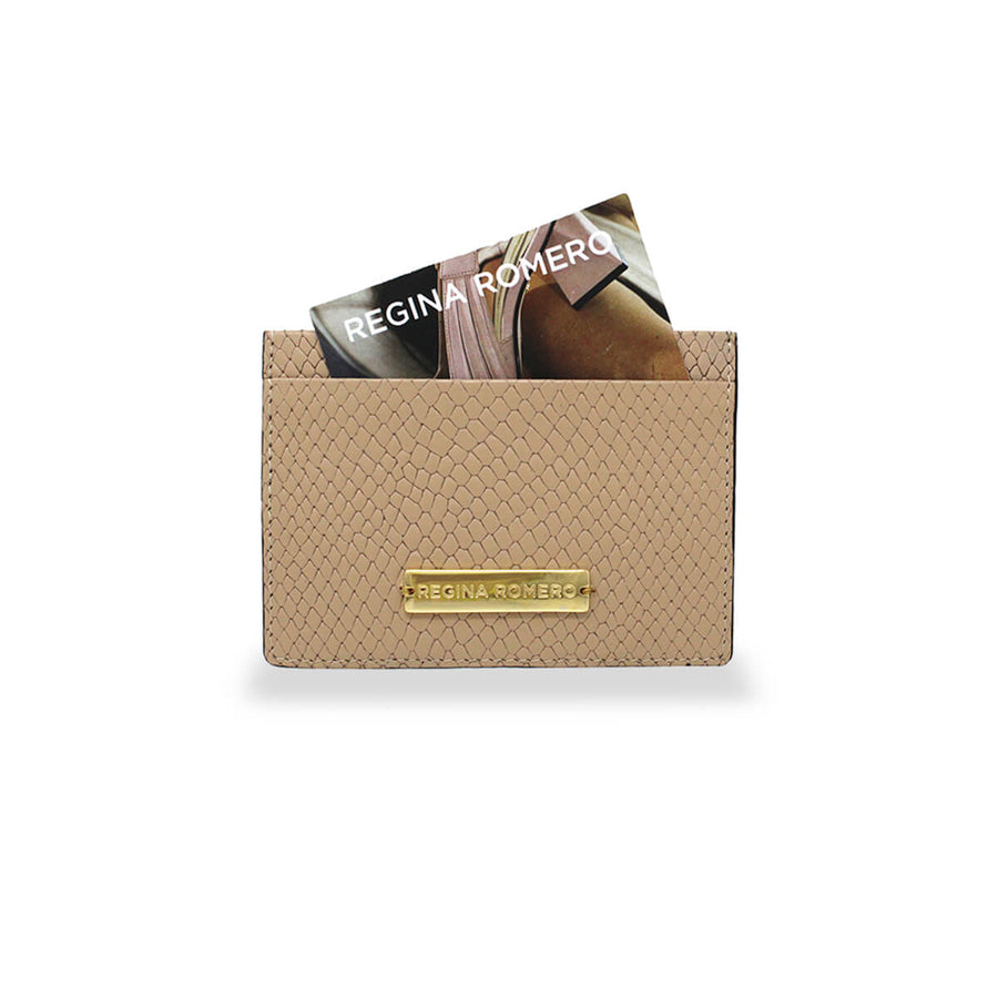 BLISS - Beige Regina Romero Women's Leather Card Holder Accessory