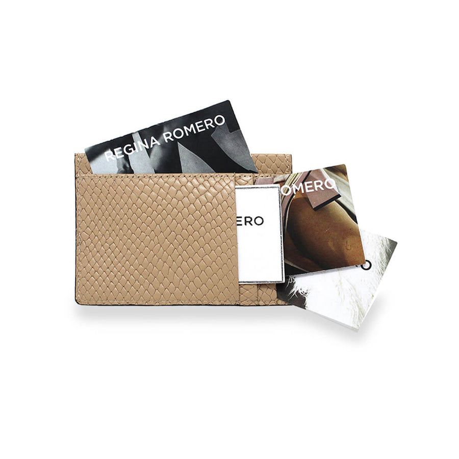 BLISS - Beige Regina Romero Women's Leather Card Holder Accessory