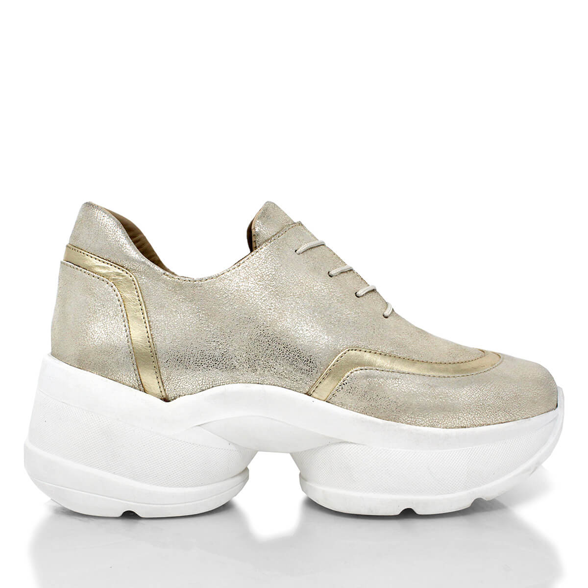 KIM 75 - White and Light Gold Regina Romero Urban Sport Tennis Shoe for Lady in Leather