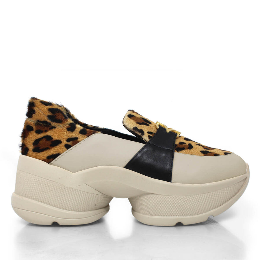 KIRSTEN - Beige Print y Negro Regina Romero Zapato Tenis Urbano Sport Para Dama en Piel