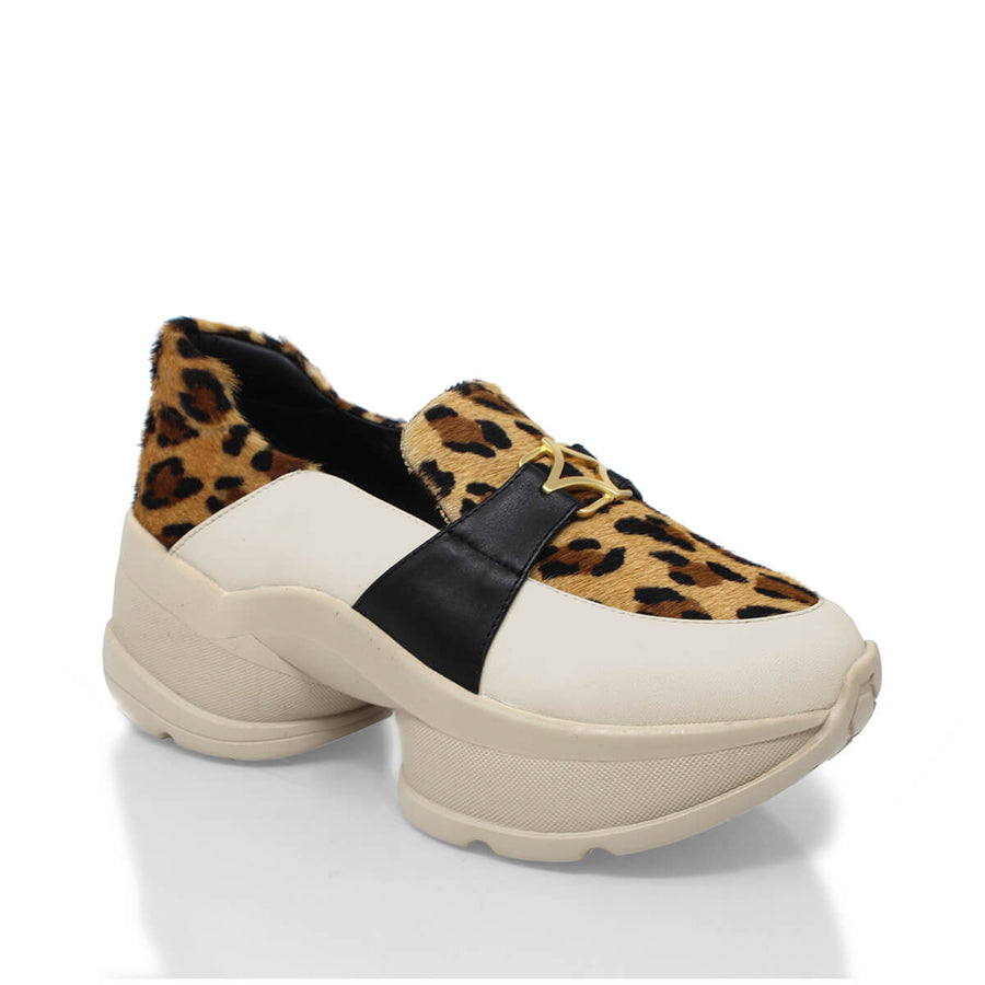 KIRSTEN - Beige Print y Negro Regina Romero Zapato Tenis Urbano Sport Para Dama en Piel