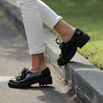 MAGDA 45 - Charol Negro Regina Romero Zapato Tenis Urbano Sport Para Dama en Piel