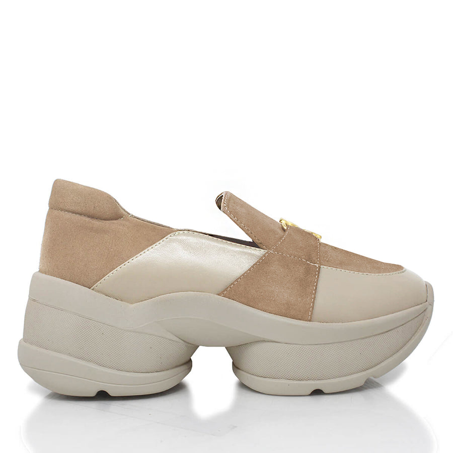KIRSTEN - Beige Oscuro Regina Romero Zapato Tenis Urbano Sport Para Dama en Piel