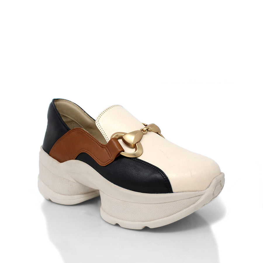 MARINA 75 - Negro y Beige Regina Romero Zapato Tenis Urbano Sport Para Dama en Piel