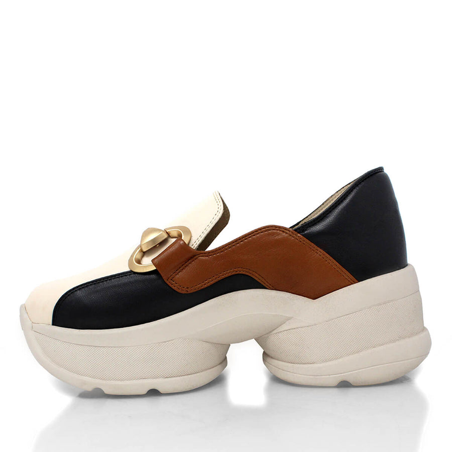 MARINA 75 - Negro y Beige Regina Romero Zapato Tenis Urbano Sport Para Dama en Piel