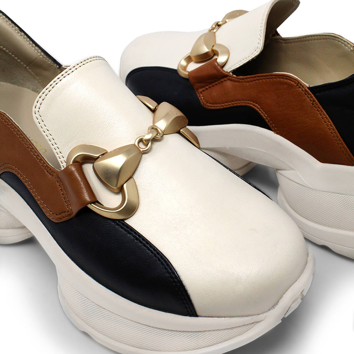 MARINA 75 - Black and Beige Regina Romero Urban Sport Tennis Shoe for Women in Leather