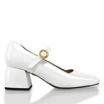 MATI 50 - White Patent Leather Regina Romero Low Heel Sneaker Shoe for Women in Leather