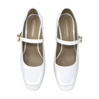 MATI 50 - White Patent Leather Regina Romero Low Heel Sneaker Shoe for Women in Leather
