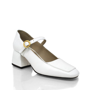 MATI 50 - White Patent Leather Regina Romero Low Heel Sneaker Shoe for Women in Leather