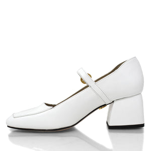 MATI 50 - White Patent Leather Regina Romero Low Heel Sneaker Shoe for Women in Leather