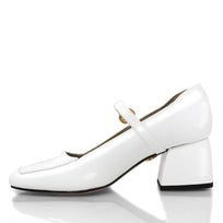 MATI 50 - White Patent Leather Regina Romero Low Heel Sneaker Shoe for Women in Leather