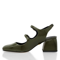 ALESSIA 50 - Charol Verde Regina Romero Zapato Zapatilla Tacon Bajo Para Dama en Piel