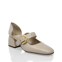 ARIEL 40 - Beige Claro Regina Romero Zapato Zapatilla Tacon Bajo Para Dama en Piel