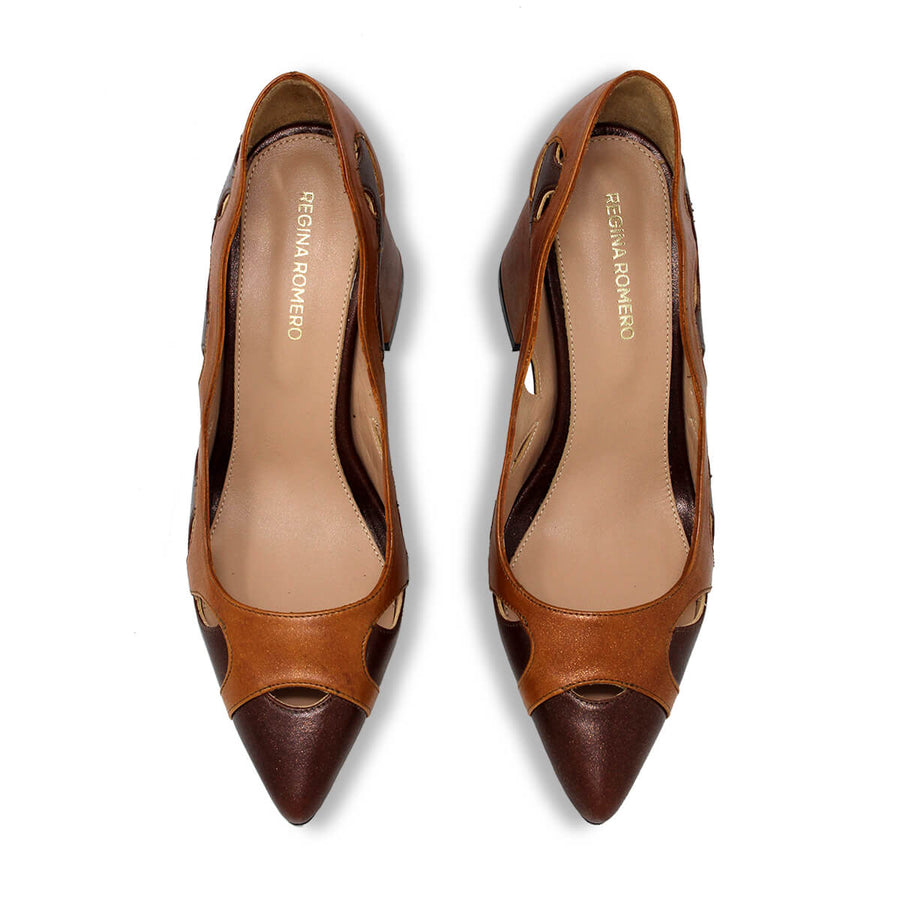 AURORA 75 - Cafe Regina Romero Zapato Zapatilla Tacon Alto Para Dama en Piel