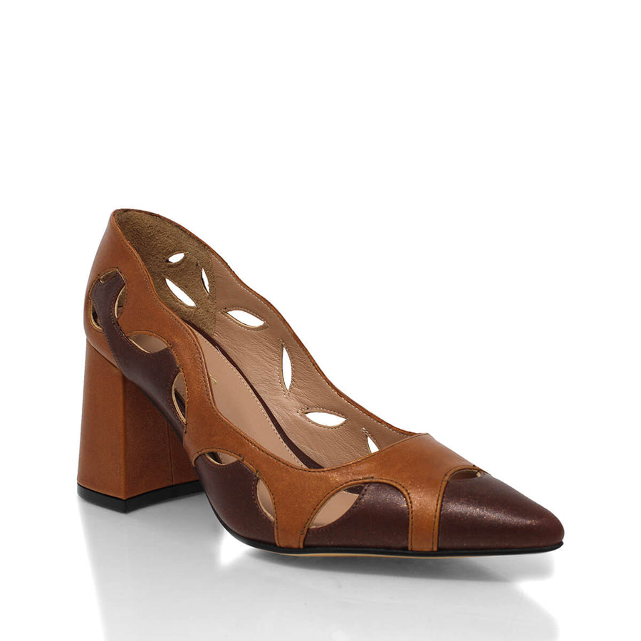 AURORA 75 - Cafe Regina Romero Zapato Zapatilla Tacon Alto Para Dama en Piel