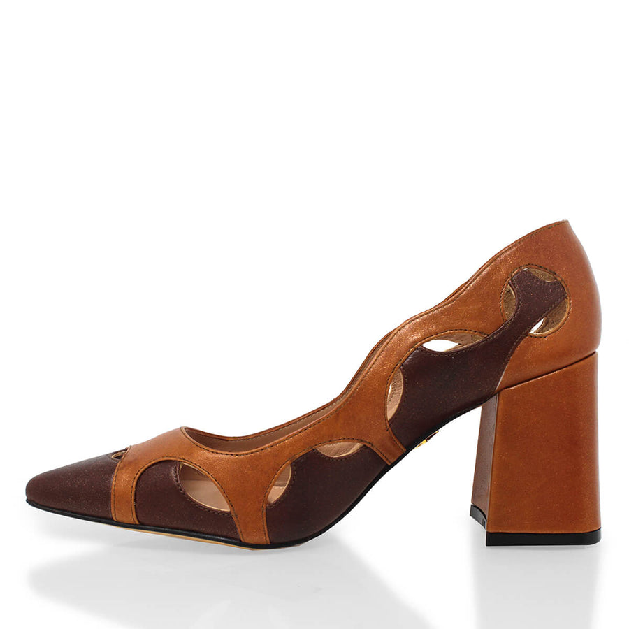 AURORA 75 - Cafe Regina Romero Zapato Zapatilla Tacon Alto Para Dama en Piel