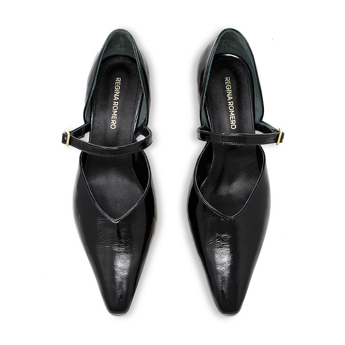 EMILIA 60 - Negro Regina Romero Zapato Zapatilla Tacon Bajo Para Dama en Piel