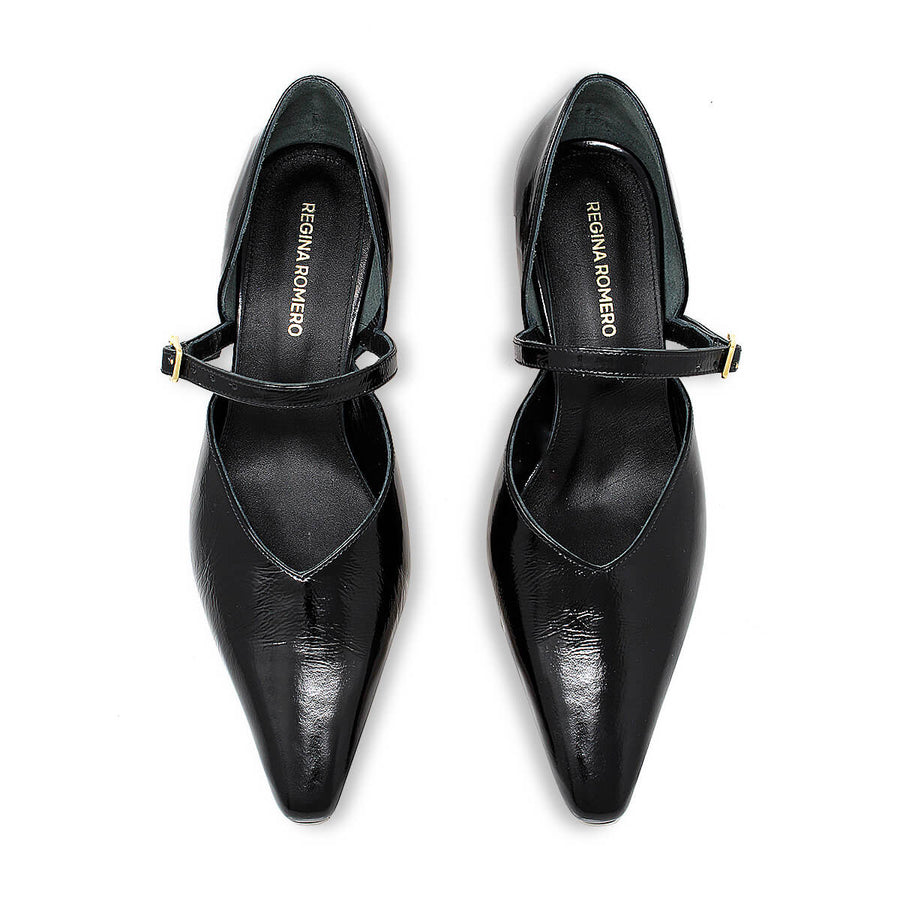 EMILIA 60 - Negro Regina Romero Zapato Zapatilla Tacon Bajo Para Dama en Piel