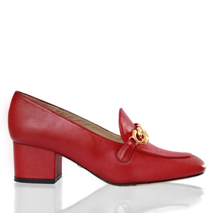 KALI 40 - Red Regina Romero Low Heel Sneaker Shoe for Women in Leather