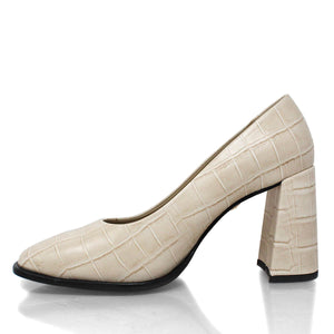 KAT 75 - Beige Regina Romero High Heel Sneaker Shoe for Women in Leather