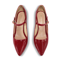 MARY JANE 75 - Charol Cherry Regina Romero Zapato Zapatilla Tacon Alto Para Dama en Piel