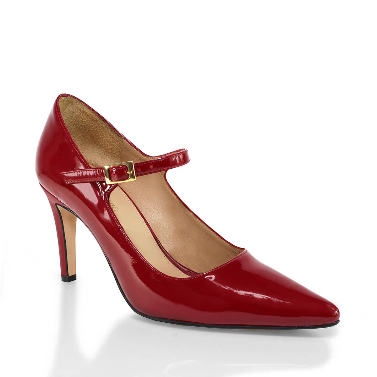 MARY JANE 75 - Charol Cherry Regina Romero Zapato Zapatilla Tacon Alto Para Dama en Piel