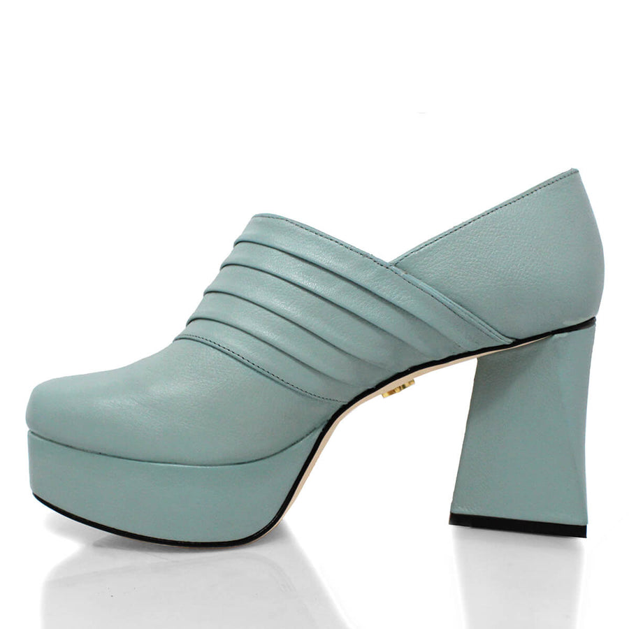 ZOE 95 - Concreto Regina Romero High Heel Platform Shoe for Lady in Leather