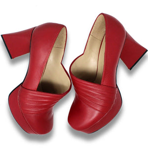 MIRELLE 95 - Rojo Regina Romero Zapato Plataforma Tacon Alto Para Dama en Piel