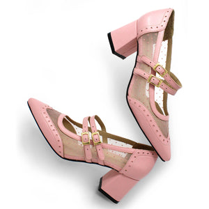 SUKI 50 - Light Pink Regina Romero Low Heel Sneaker Shoe for Women in Leather