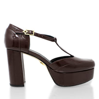 VIVIANA 95 - Charol Cafe Regina Romero Zapato Plataforma Tacon Alto Para Dama en Piel