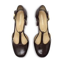 VIVIANA 95 - Charol Cafe Regina Romero Zapato Plataforma Tacon Alto Para Dama en Piel