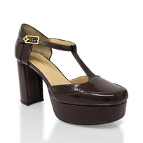 VIVIANA 95 - Charol Cafe Regina Romero Zapato Plataforma Tacon Alto Para Dama en Piel