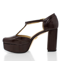 VIVIANA 95 - Charol Cafe Regina Romero Zapato Plataforma Tacon Alto Para Dama en Piel