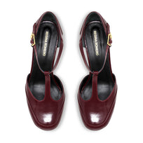 VIVIANA 95 - Charol Vino Regina Romero Zapato Plataforma Tacon Alto Para Dama en Piel