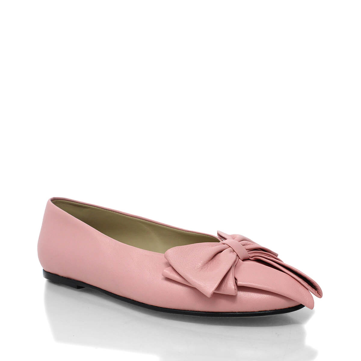 LULU - Light Pink Regina Romero Flat Ballerina Floor Shoe for Women in Leather