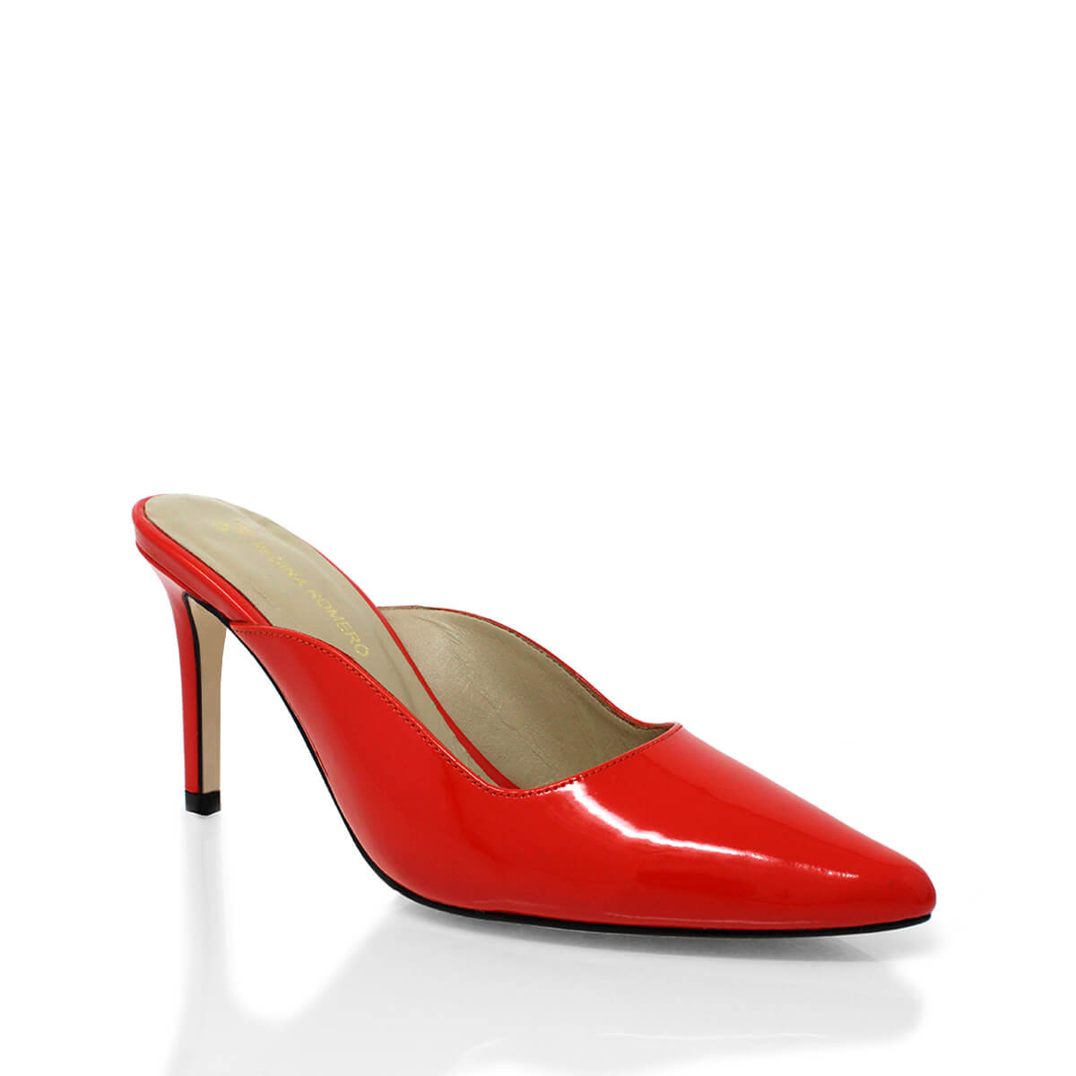 COSMO 80 - Geranium Red Patent Leather Regina Romero High Heel Sneaker Shoe for Women in Leather