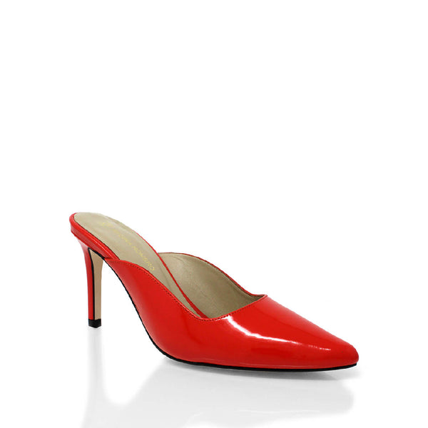 Zapatillas Cosmo 80 Regina Romero en piel color charol rojo geranio, tacon alto