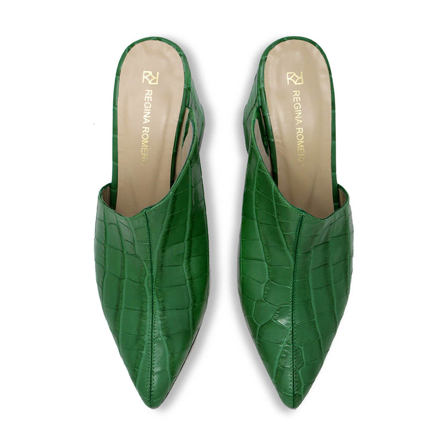 DENISE 80 - Green Regina Romero High Heel Sneaker Shoe for Women in Leather
