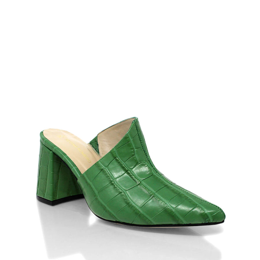 DENISE 80 - Green Regina Romero High Heel Sneaker Shoe for Women in Leather