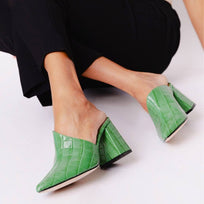 DENISE 80 - Green Regina Romero High Heel Sneaker Shoe for Women in Leather