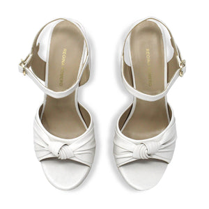 ALEXA 135 - White Regina Romero High Heel Platform Sandal Shoe for Women in Leather