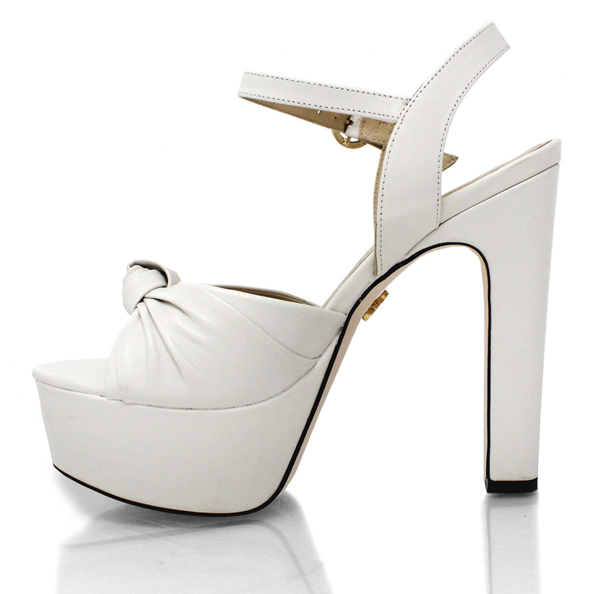 ALEXA 135 - White Regina Romero High Heel Platform Sandal Shoe for Women in Leather