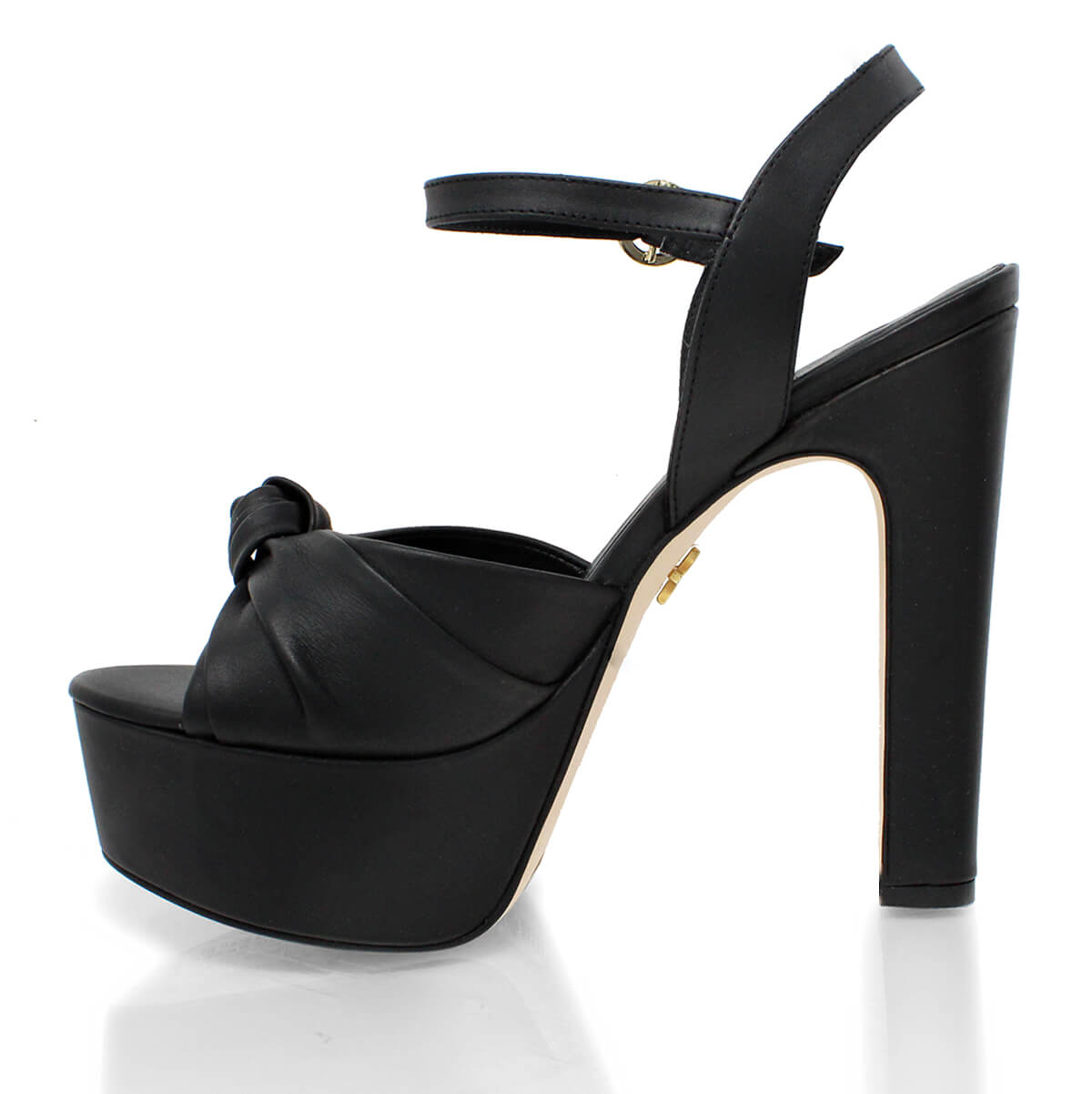 ALEXA 135 - Black Regina Romero High Heel Platform Sandal Shoe for Women in Leather