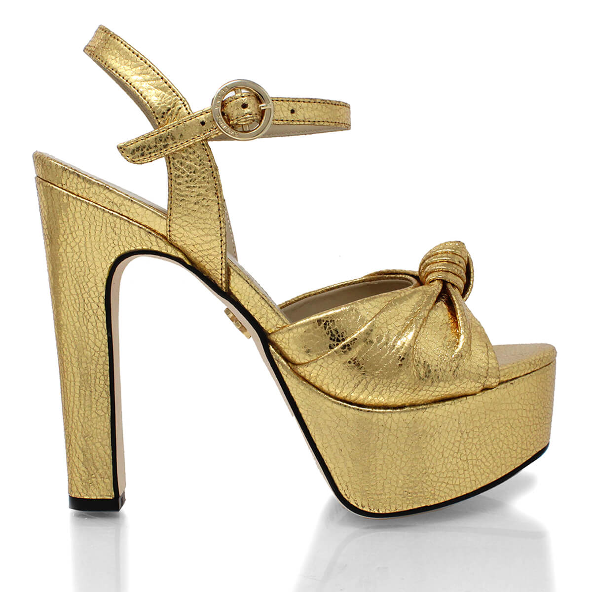 ALEXA 135 - Gold Regina Romero High Heel Platform Sandal Shoe for Women in Leather